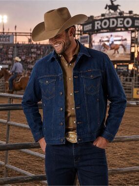 Wrangler Dark Indigo Cowboy Cut Unlined Denim Jacket Sz L Western Rodeo Workwear